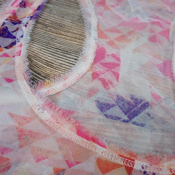 Lightweight Sheer Colorful Patterned Racerback Tank Top - Picture 3 of 13